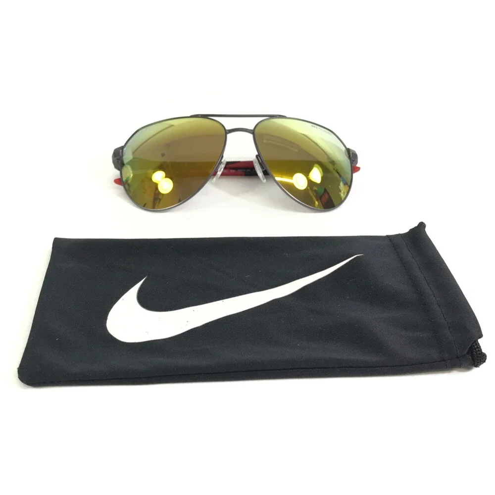 Nike Sunglasses CLUB NINE P DQ0922 933 Black Gray with Yellow Polarized Lenses